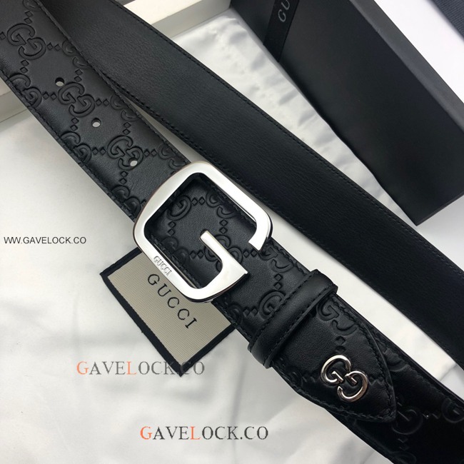 NEW Gucci Men's Leather Belt w Large Polish Metal G Buckle